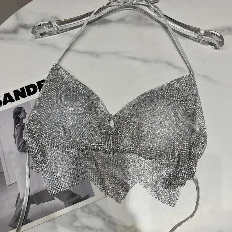 Dance Pad Machine - Top a Canotta con Diamanti Lucidi,